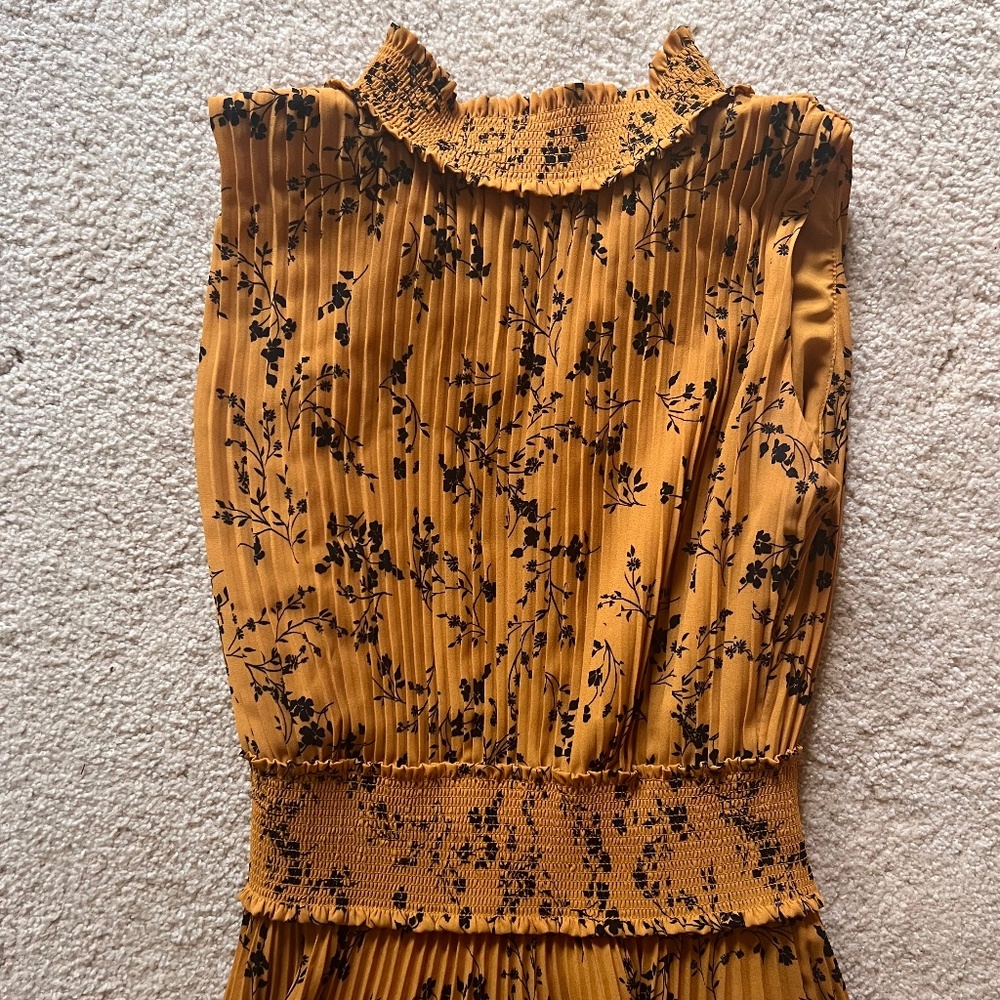Nanette Smocked High Neck Midi Dress